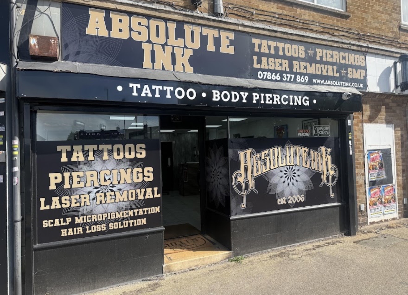 Absolute Ink Cheylesmore studio shopfront in Coventry